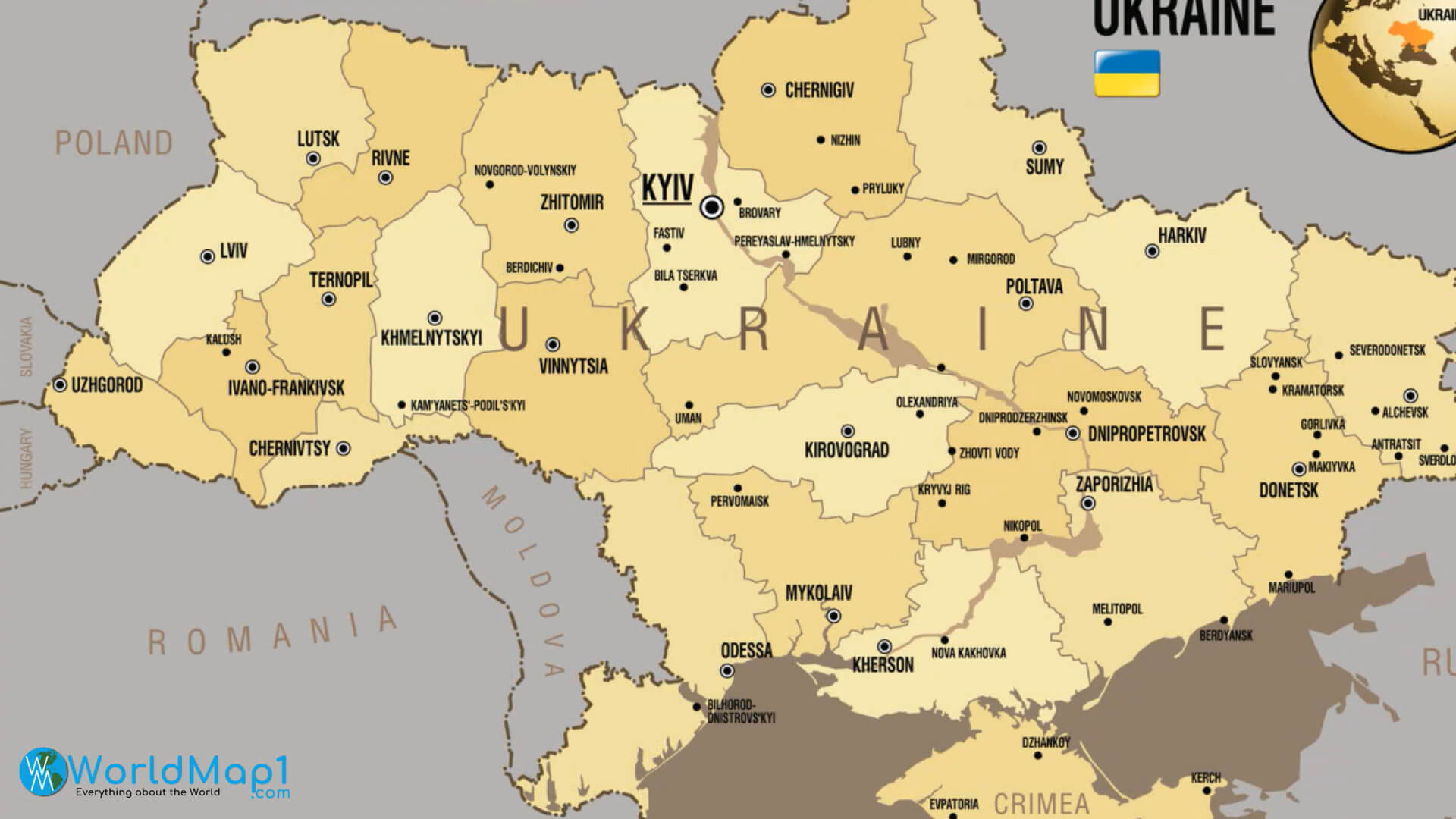 Carte de la province de Kiev et Ukraine